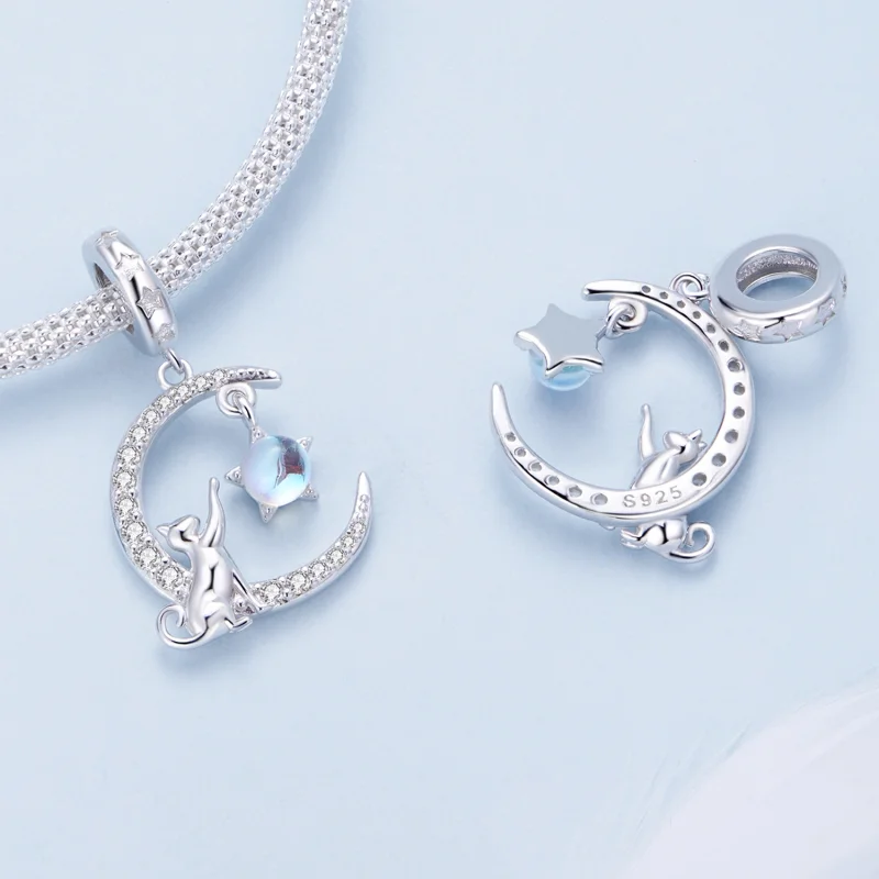 (image for) Pandora Style Moon Cat Dangle - BSC810 - View 4