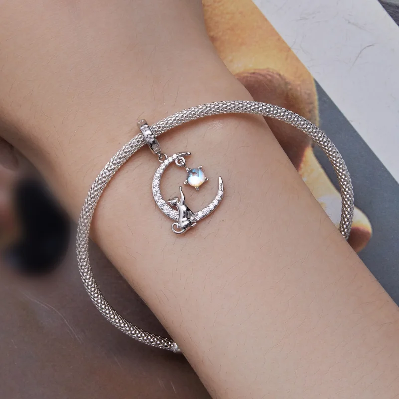 (image for) Pandora Style Moon Cat Dangle - BSC810 - View 8