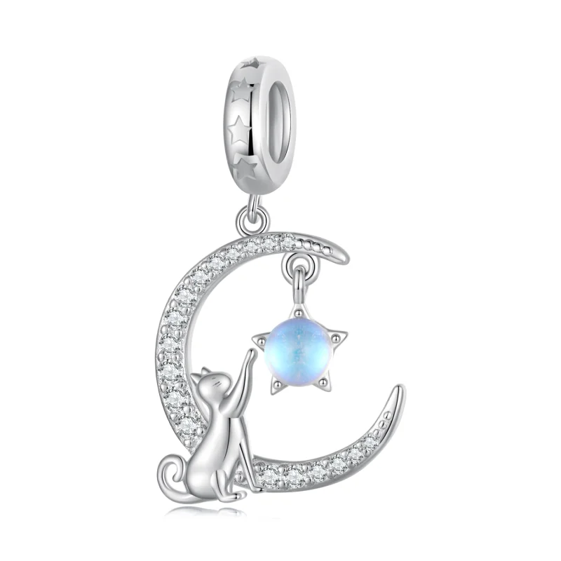 (image for) Pandora Style Moon Cat Dangle - BSC810 - View 9