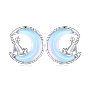 (image for) Pandora Style Moon Cat Studs Earrings - BSE913