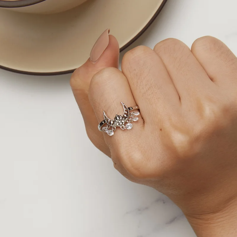 (image for) Pandora Style Moon Lotus Ring - SCR955 - View 6