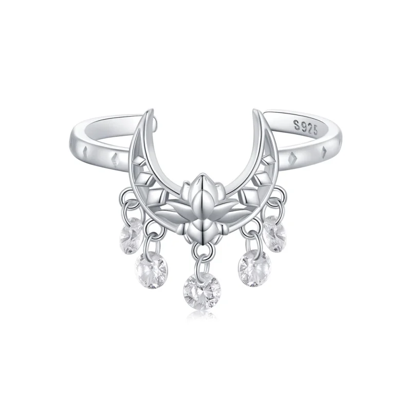 (image for) Pandora Style Moon Lotus Ring - SCR955 - Product Image