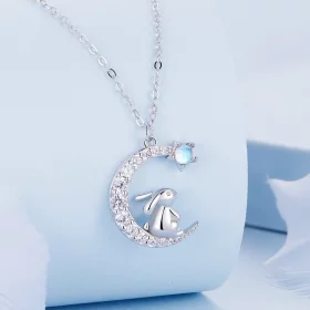 Pandora Style Moon Rabbit Necklace - BSN302 Pandora Style Moon Rabbit Necklace - BSN302