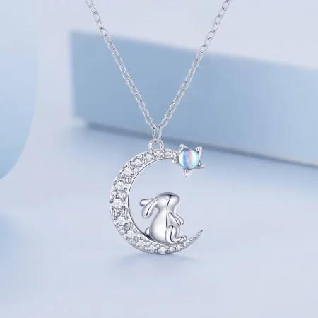 Pandora Style Moon Rabbit Necklace - BSN302