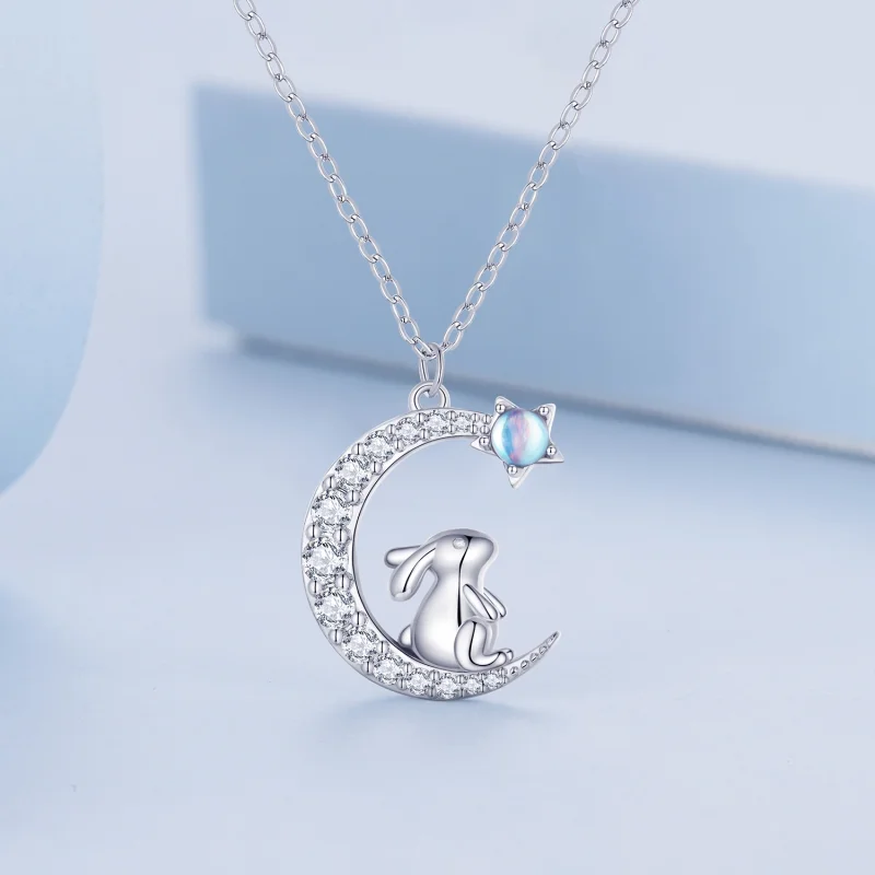 (image for) Pandora Style Moon Rabbit Necklace - BSN302 - View 3