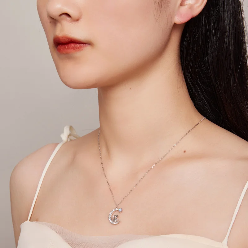 (image for) Pandora Style Moon Rabbit Necklace - BSN302 - View 7