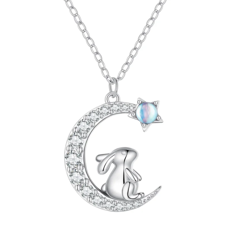 (image for) Pandora Style Moon Rabbit Necklace - BSN302 - Product Image