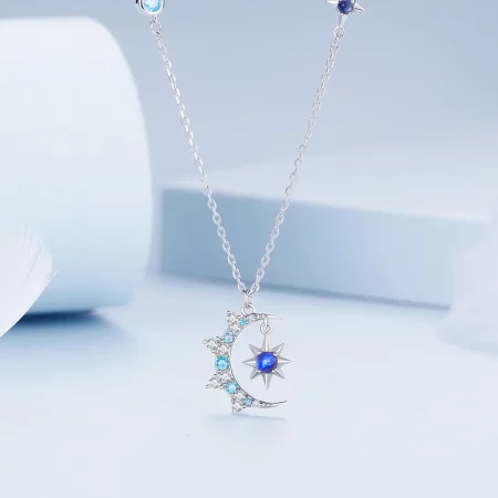 Pandora Style Moon Starburst Necklace - BSN347