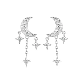 Pandora Style Moon Tassel Studs Earrings - BSE858 Pandora Style Moon Tassel Studs Earrings - BSE858