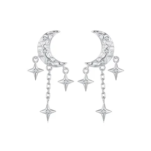(image for) Pandora Style Moon Tassel Studs Earrings - BSE858