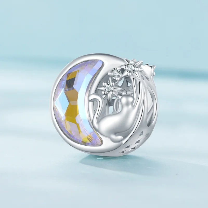 (image for) Pandora Style Moonlight Cat Charm - SCC2538 - View 2