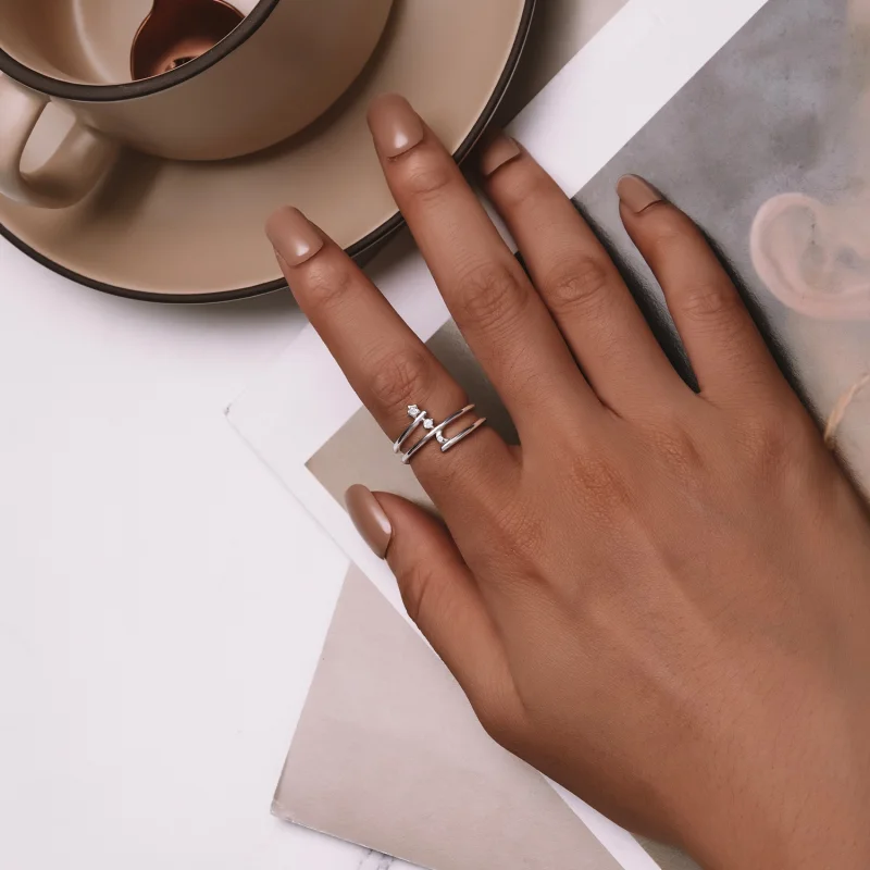 (image for) Pandora Style Multi-Layered Star and Moon Ring - SCR970 - View 4