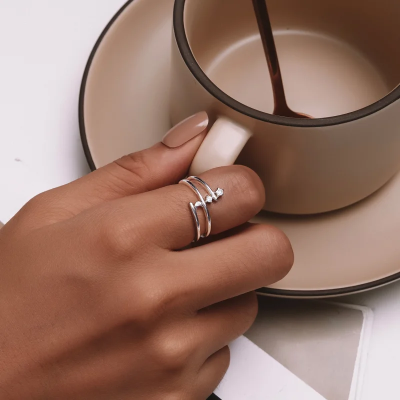 (image for) Pandora Style Multi-Layered Star and Moon Ring - SCR970 - View 5