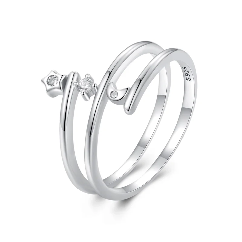 (image for) Pandora Style Multi-Layered Star and Moon Ring - SCR970 - Product Image