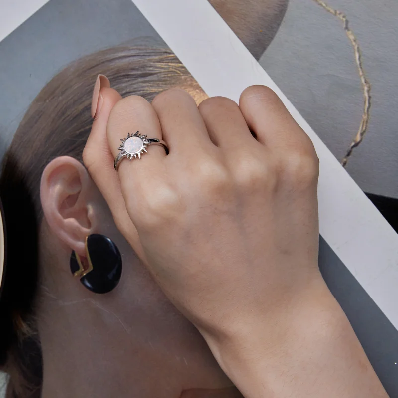 (image for) Pandora Style Opal Sun Open Ring - BSR398 - View 7