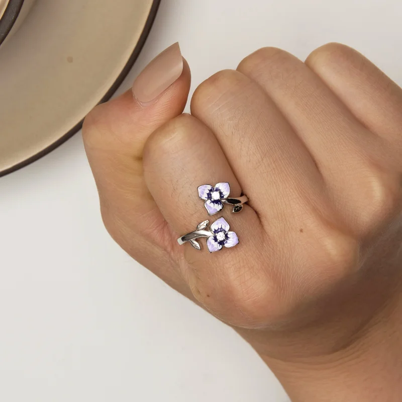 (image for) Pandora Style Pansy Open Ring - BSR451-E - View 6