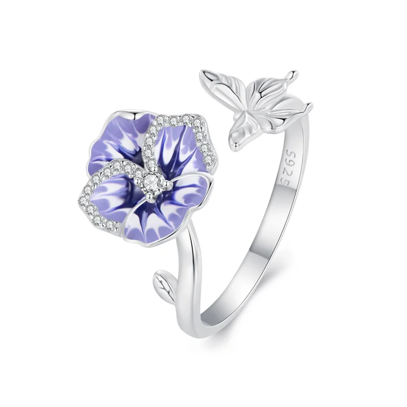 (image for) Pandora Style Pansy Open Ring - BSR452-E - Product Image