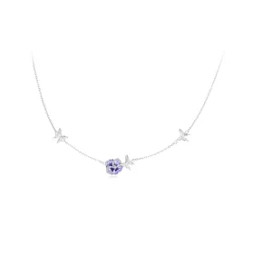 Pandora Style Pansy Stretch Necklace - BSN336 Pandora Style Pansy Stretch Necklace - BSN336