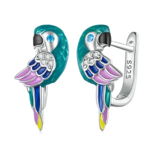 (image for) Pandora Style Parrot Hoop Earrings - BSE829