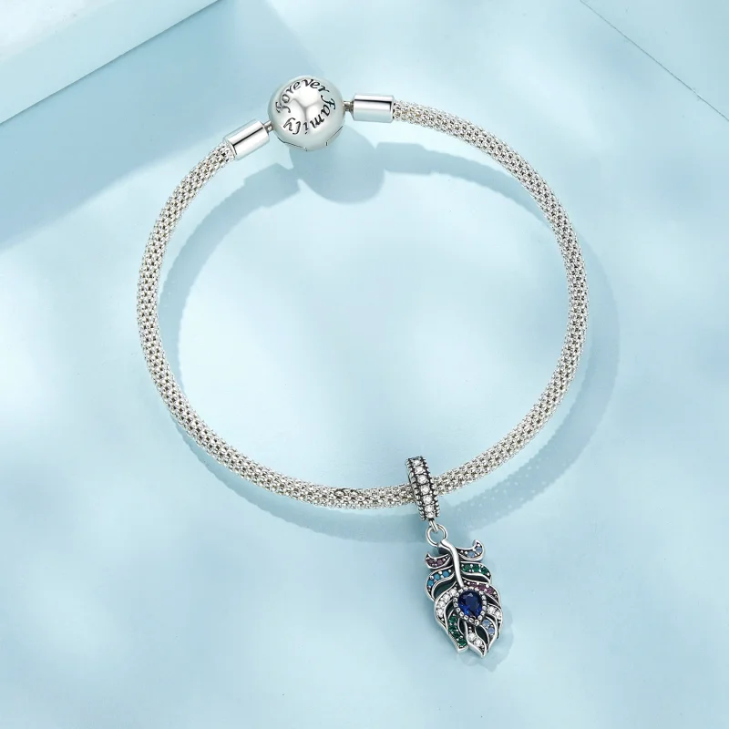 (image for) Pandora Style Peacock Feather Dangle - SCC2590 - View 6