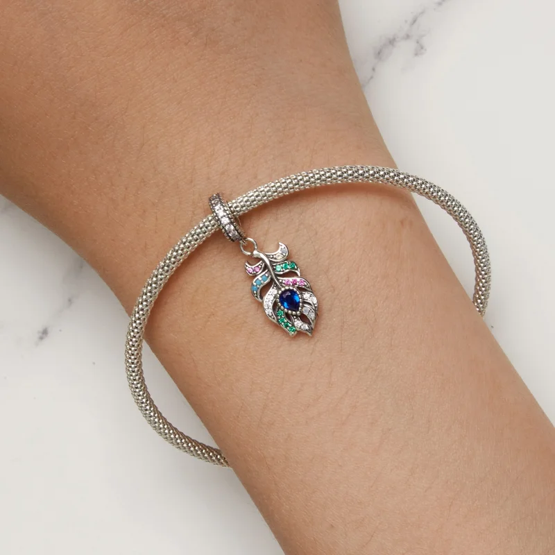 (image for) Pandora Style Peacock Feather Dangle - SCC2590 - View 8