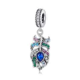 Pandora Style Peacock Feather Dangle - SCC2590 Pandora Style Peacock Feather Dangle - SCC2590
