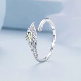 Pandora Style Peacock Feathers Open Ring - BSR424 Pandora Style Peacock Feathers Open Ring - BSR424