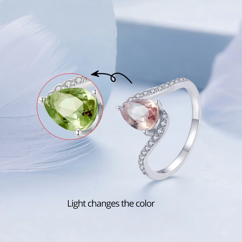 (image for) Pandora Style Pear Shape Color Stone Ring - BSR480 - View 2