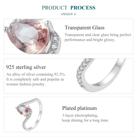 Pandora Style Pear Shape Color Stone Ring - BSR480