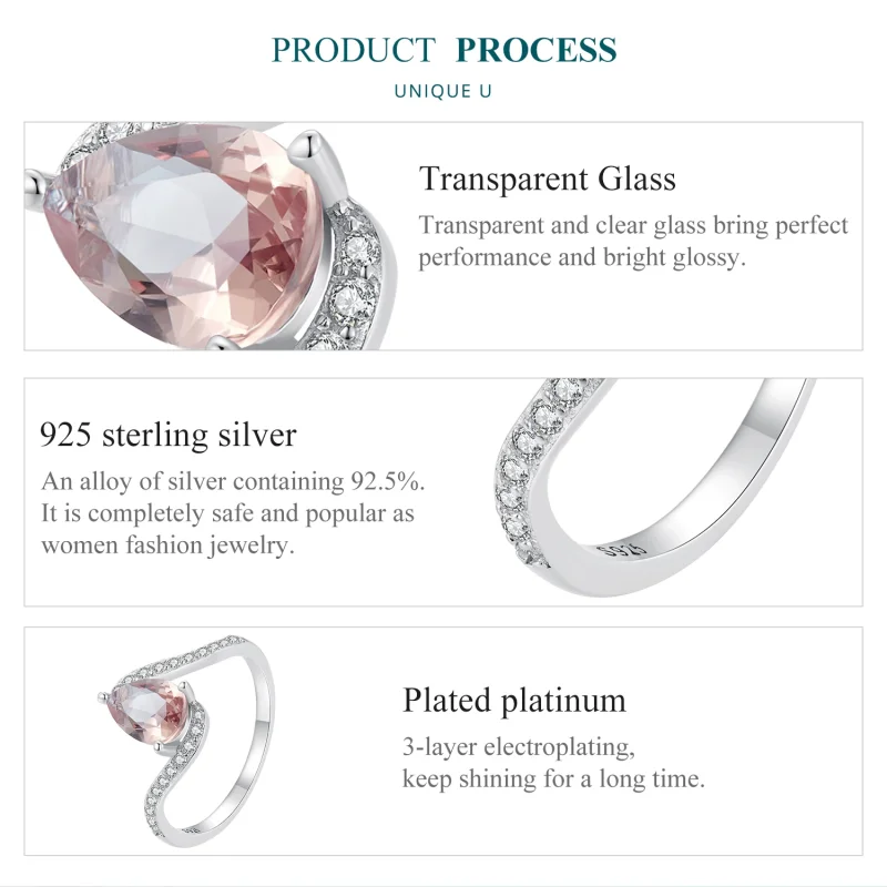 (image for) Pandora Style Pear Shape Color Stone Ring - BSR480 - View 5