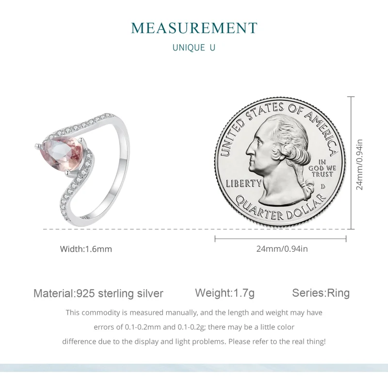 (image for) Pandora Style Pear Shape Color Stone Ring - BSR480 - View 7