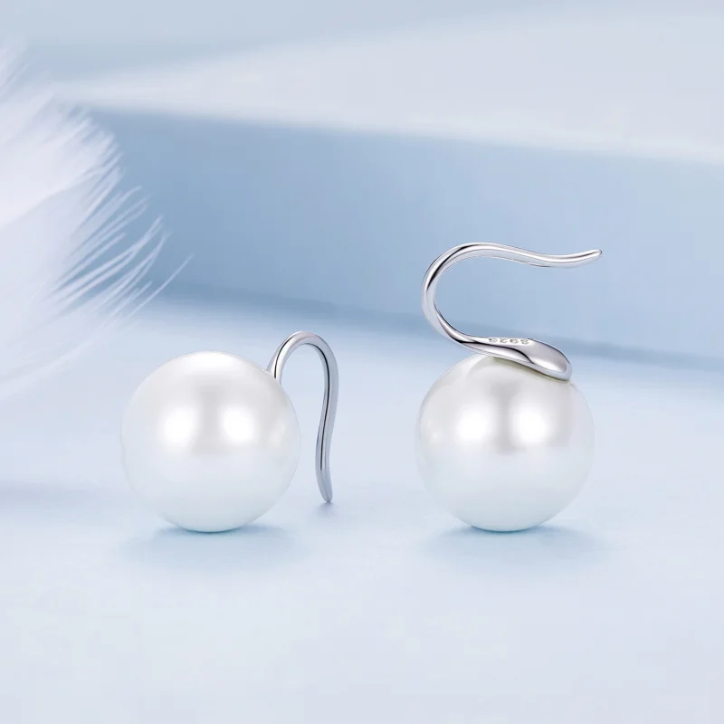(image for) Pandora Style Pearl Stud Earrings - BSE857 - View 3