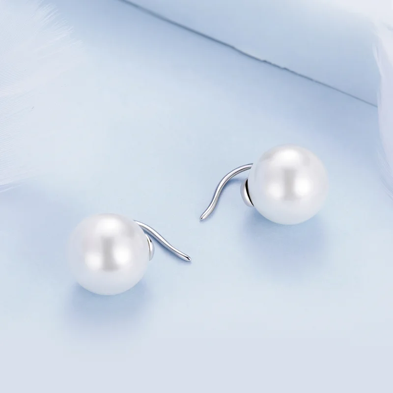 (image for) Pandora Style Pearl Stud Earrings - BSE857 - View 4