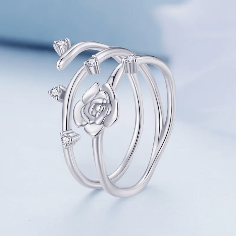 (image for) Pandora Style Personalized Versatile Rose Vine Ring - BSR404 - View 2