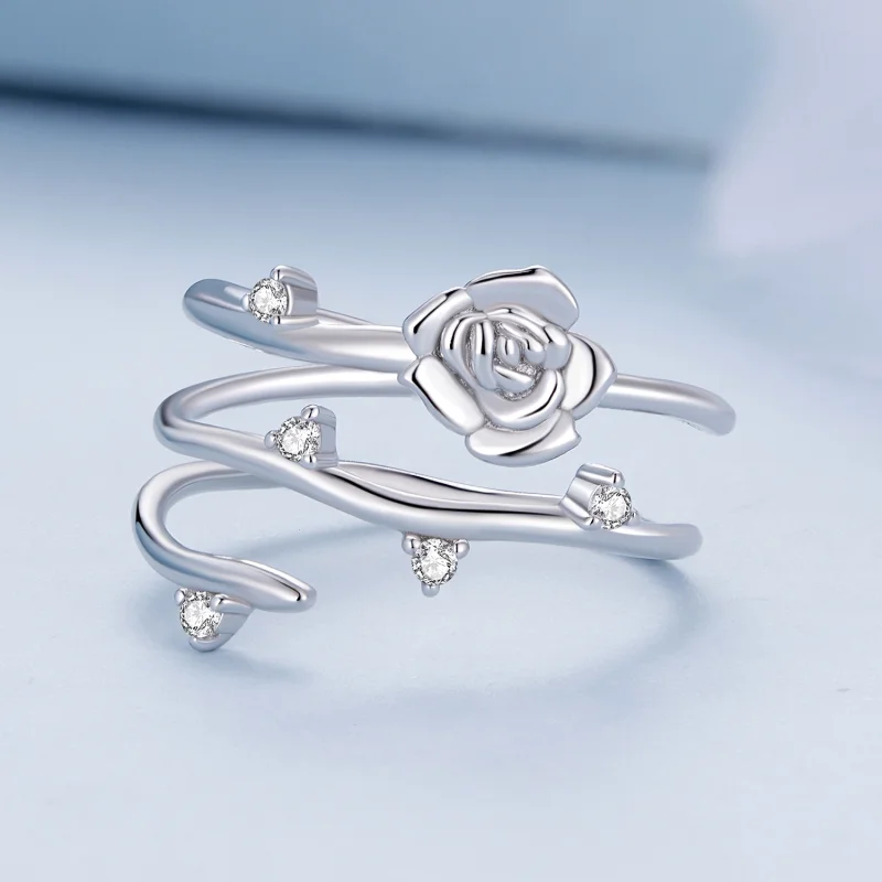 (image for) Pandora Style Personalized Versatile Rose Vine Ring - BSR404 - View 3