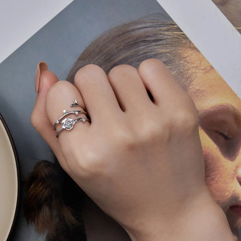 (image for) Pandora Style Personalized Versatile Rose Vine Ring - BSR404 - View 7