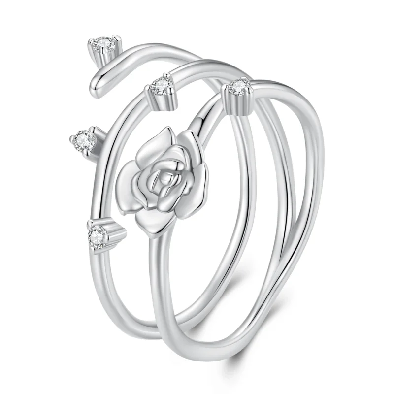 (image for) Pandora Style Personalized Versatile Rose Vine Ring - BSR404 - View 8