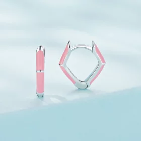 Pandora Style Pink Diamond Hoop Earrings - SCE1569-PK Pandora Style Pink Diamond Hoop Earrings - SCE1569-PK