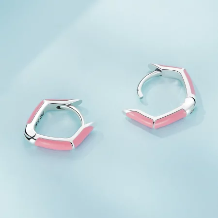 Pandora Style Pink Diamond Hoop Earrings - SCE1569-PK