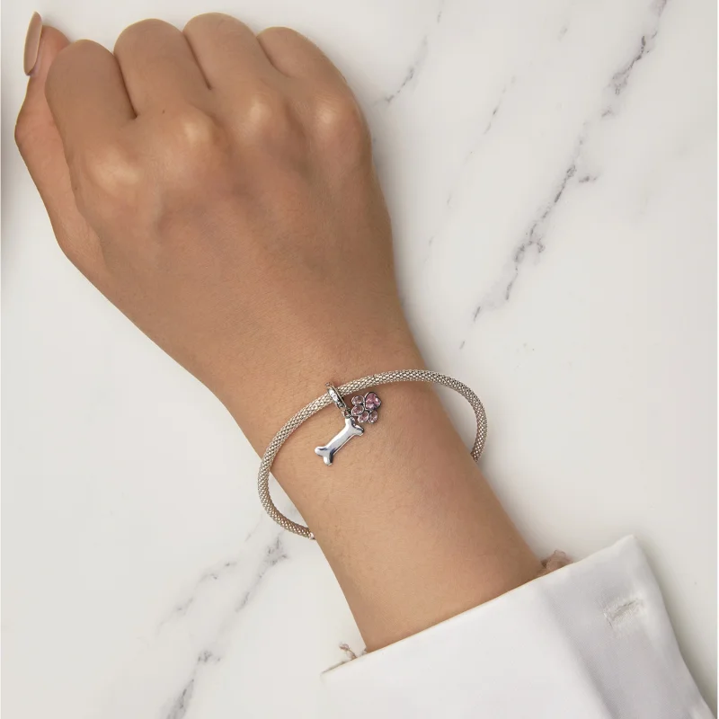 (image for) Pandora Style Pink Dog Paw Bone Dangle - SCC2127-PK - View 6