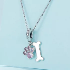 Pandora Style Pink Dog Paw Bone Dangle - SCC2127-PK Pandora Style Pink Dog Paw Bone Dangle - SCC2127-PK