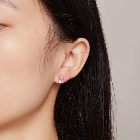 Pandora Style Pink Dog Paws Studs Earrings - SCE1574