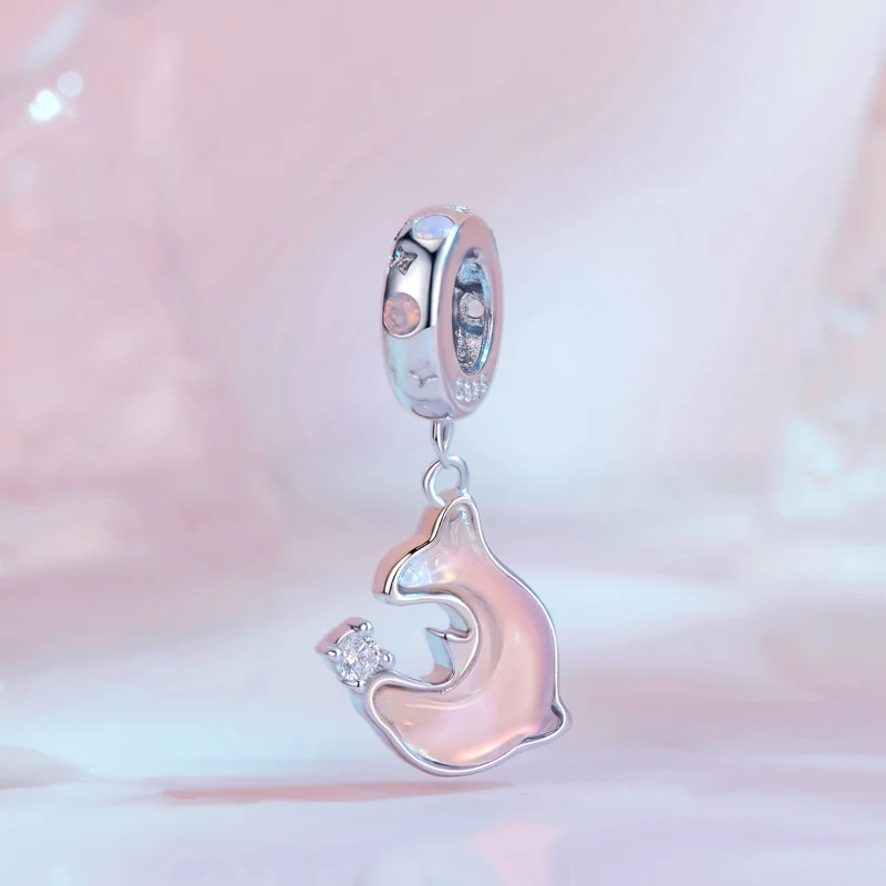 (image for) Pandora Style Pink Dolphin Dangle - SCC2639 - View 2