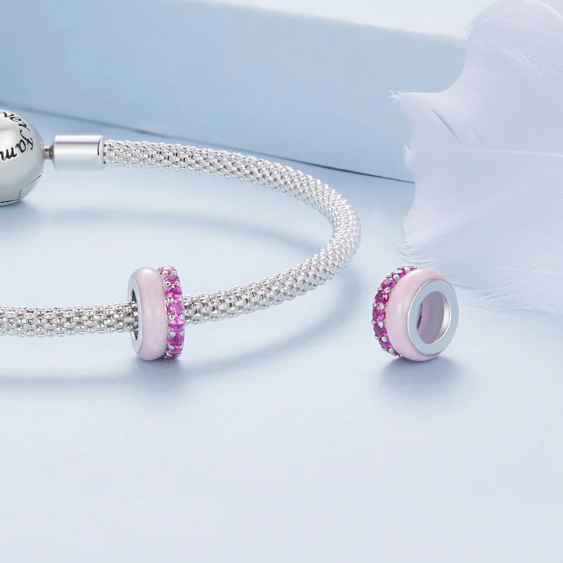 (image for) Pandora Style Pink Double Layer Silicone Spacer - BSC883-PK - View 4