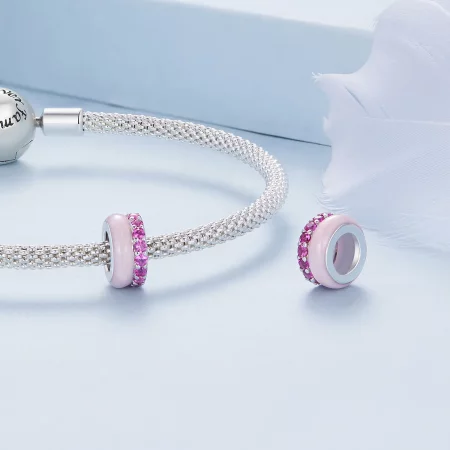 Pandora Style Pink Double Layer Silicone Spacer - BSC883-PK