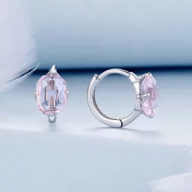Pandora Style Pink Gem Hoop Earrings - BSE889 Pandora Style Pink Gem Hoop Earrings - BSE889