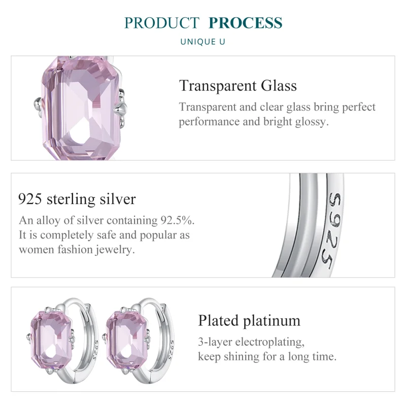 (image for) Pandora Style Pink Gem Hoop Earrings - BSE889 - View 6