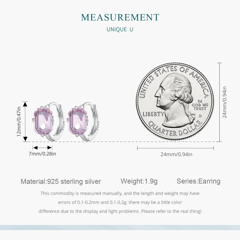 (image for) Pandora Style Pink Gem Hoop Earrings - BSE889 - View 8