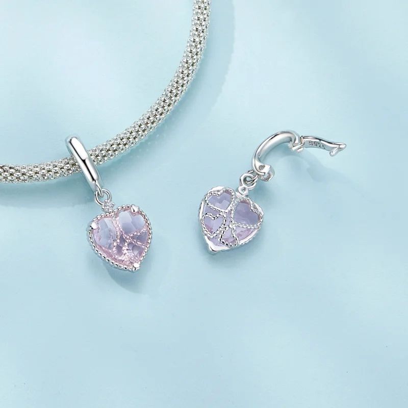 (image for) Pandora Style Pink Heart Dangle - SCC2594 - View 4