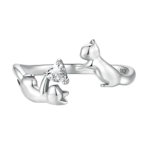 (image for) Pandora Style Playing With Cats Open Ring - SCR916